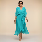 MARTA - VESTIDO DE CHIFFON CON ESCOTE EN V
