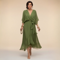 MARTA - VESTIDO DE CHIFFON CON ESCOTE EN V