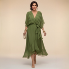 MARTA - VESTIDO DE CHIFFON CON ESCOTE EN V