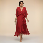 MARTA - VESTIDO DE CHIFFON CON ESCOTE EN V
