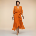MARTA - VESTIDO DE CHIFFON CON ESCOTE EN V