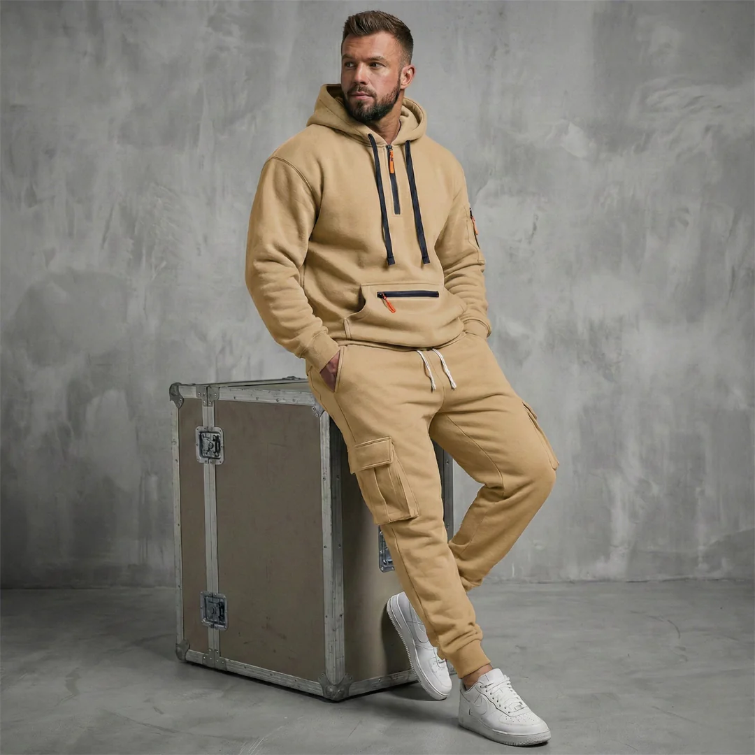 Charlie - Conjunto de sudadera térmica con capucha y chándal para hombre