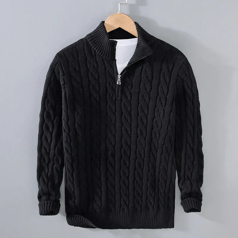 Jersey de punto con cremallera en el cuello para hombre
