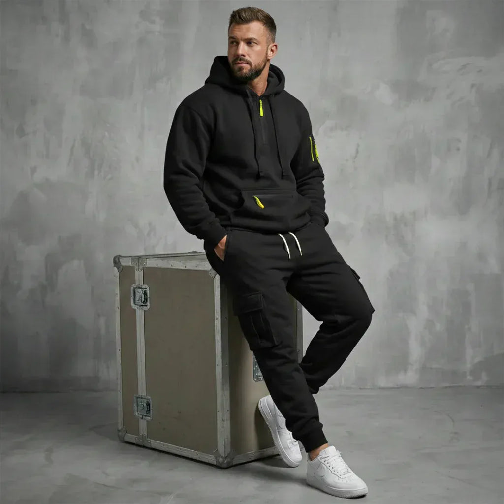 Charlie - Conjunto de sudadera térmica con capucha y chándal para hombre
