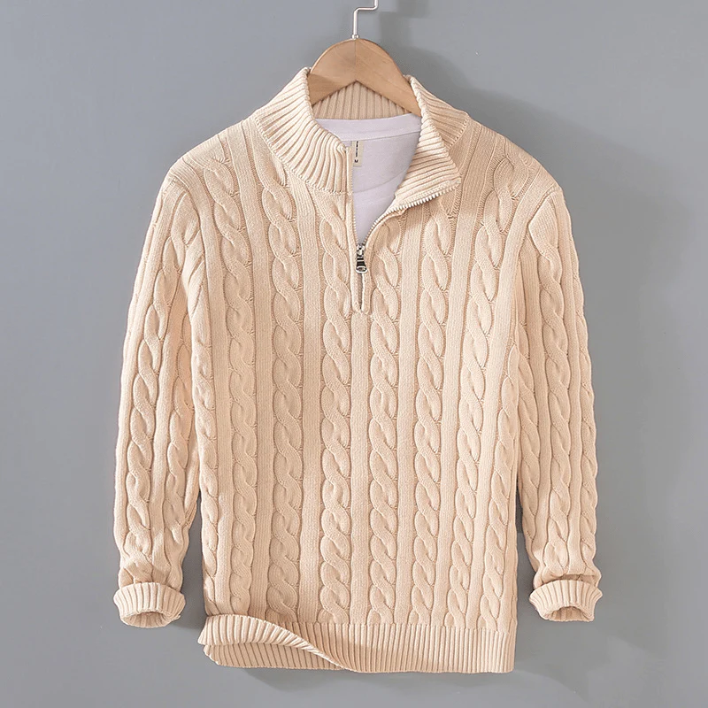 Jersey de punto con cremallera en el cuello para hombre