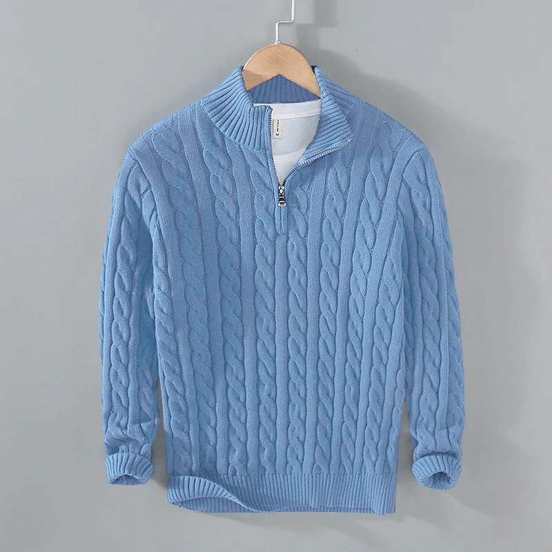 Jersey de punto con cremallera en el cuello para hombre