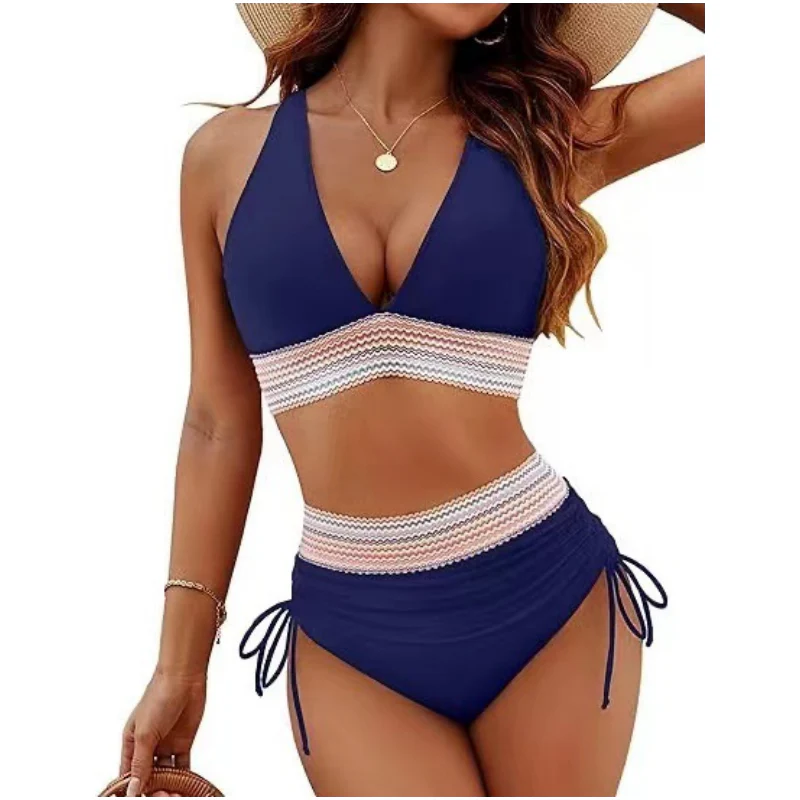 Rosi - Bikini de talle alto con control de abdomen y colorido patchwork