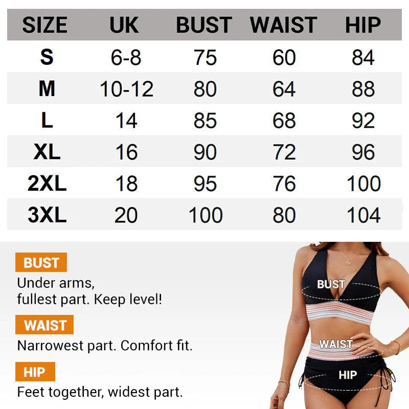 Rosi - Bikini de talle alto con control de abdomen y colorido patchwork